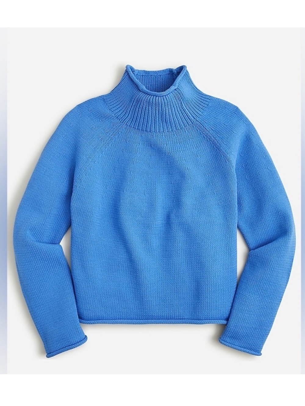 J. Crew Cotton Blend Rollneck Sweater XS Bright Blue Summer Preppy Layering NWT